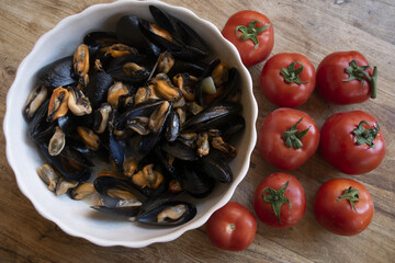 mussel soup with fresh tomatoes