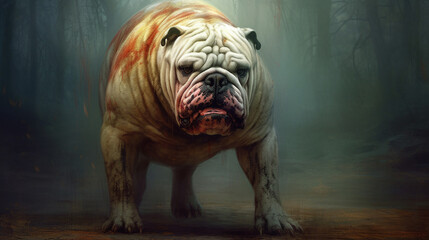 A painting of a bulldog