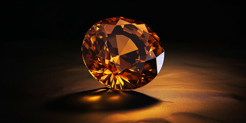 Fototapeta premium 琥珀色のブリリアントカットのダイヤモンド
