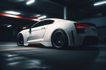 Obraz na płótnie Canvas White electric sports car. Generative AI
