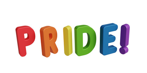 3D illustration of the word PRIDE. Theme for celebrating LGBT pride month.