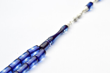 Blue and silver beads sequenced, short rosary, tespih tesbih