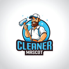 Cleaner Mascot Logo Design Cleaning Service Logo