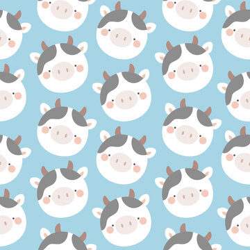 Cute farm animals seamless pattern, abstract hand drawn dot background with adorable farm animals vector illustration