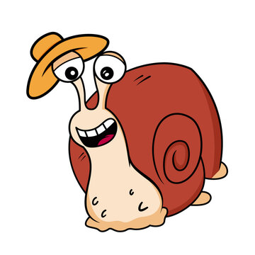 Snail Mascot wearing a hat Vector cartoon Illustration