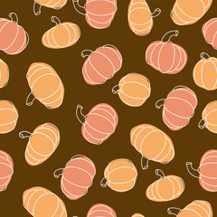 Pumpkin seamless pattern. Vegetable print. A pattern of simple elements. Vector illustration.