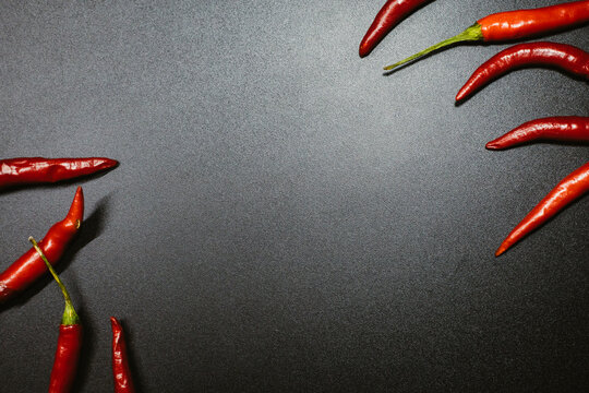 Red chili on a black background stock image