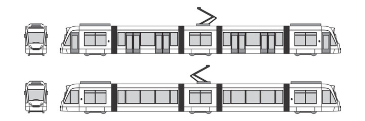 subway outline, year 2000, metro transportation, isolated white background, top, front, back and side view