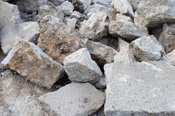 Piles of rubble after house demolition