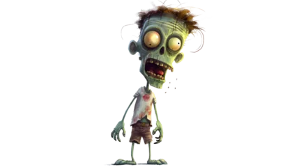 Fotobehang Scary Zombie - Horror Concept on Transparent Background PNG © John