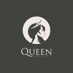 beautiful queen logo design vector