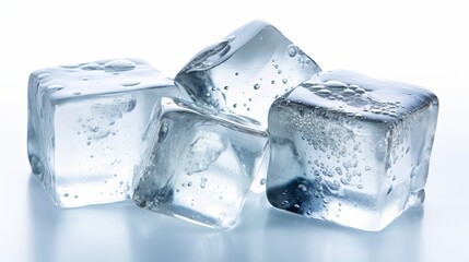 Obraz premium Three ice cubes, isolated on white background generative ai
