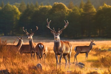 Group of deer in a field