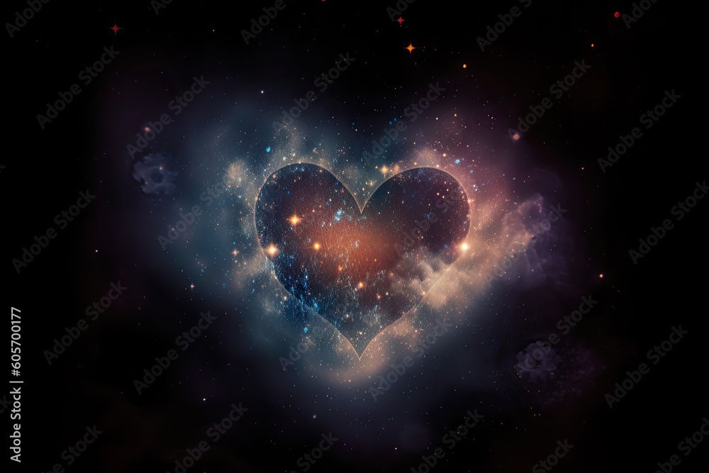 Canvas Prints heart, surrounded by a nebula of twinkling stars and dust, created with generative ai