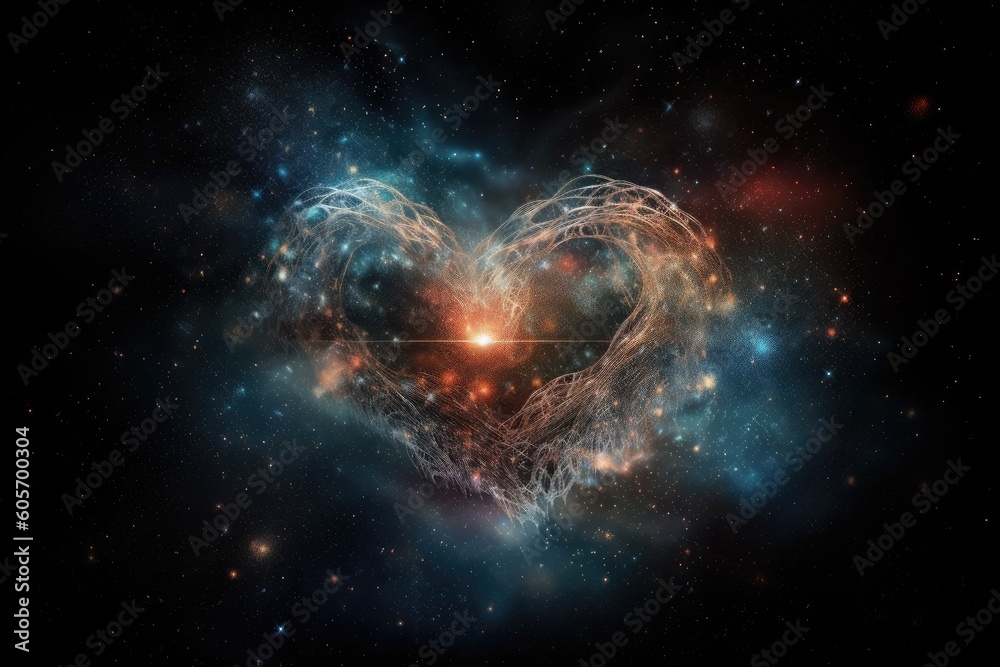 Canvas Prints cosmic heart, beating with the stars and dust of the universe, created with generative ai