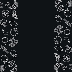 Drawn food background. Doodle food illustration with place for text