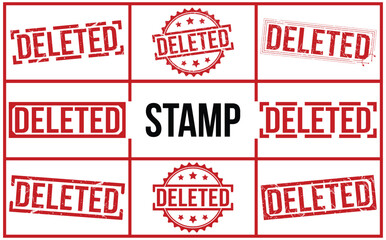 Deleted Red Rubber Stamp set vector design.