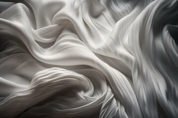 A textured white fabric with undulating folds. The background is a rippled wave pattern. Generative AI