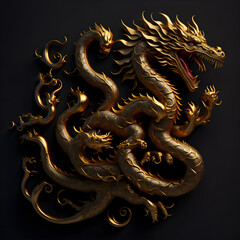Golden chinese dragon ai generative