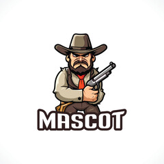Rifle Man Mascot Vector Man Holding Gun Vector