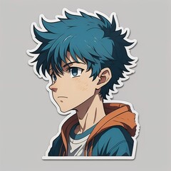 portrait of an anime person, cool, sticker type