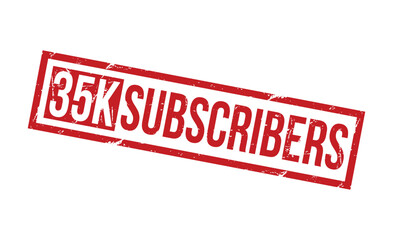 35k Subscribers grunge rubber stamp on white background. 35k Subscribers Rubber Stamp.