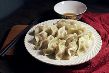 Chinese traditional food dumplings on white plate