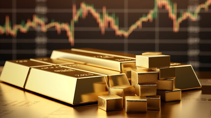 Plakat gold bars on a graph