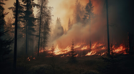  flames of a forest fire.