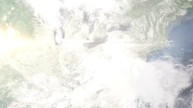 Zoom in from space and focus on Canton, Ohio, USA. 3D Animation. Background for travel intro. Elements of this image furnished by NASA