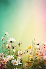 beautiful wildflowers on pastel background close up