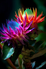 colorful exotic flowers close up