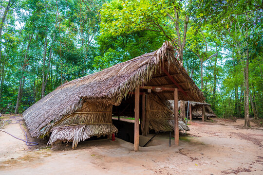 Panoramic view of Cu Chi Tunnel. Famous tourist attraction in Vietnam. Stock photo