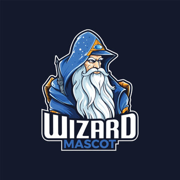 Wizard Mascot Logo Design Wizard Vector Illustration