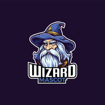 Wizard Mascot Logo Design Wizard Vector Illustration