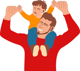 Father's day vector illustration. Character design son, daughter and father.