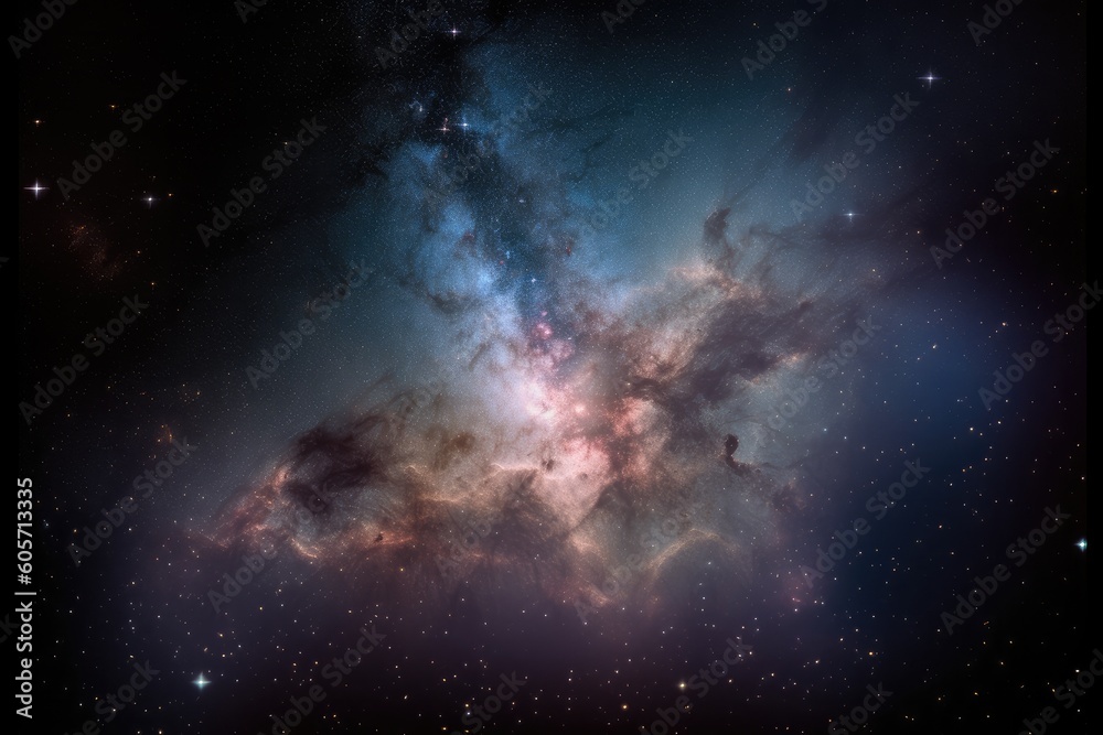 Sticker a close-up of a galaxy with stars and nebulae in the foreground, created with generative ai