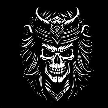 Tattoo style rage pirate skull head front view logo emblem, heraldry, lines, black and white, isolated, branding, sign	