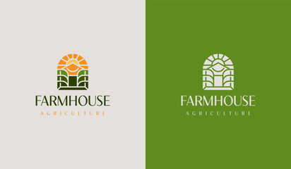 Agriculture Farmhouse Logo Set. Universal creative premium symbol. Vector sign icon logo template. Vector illustration