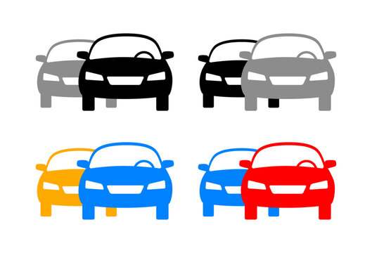 Car vector icons on white background