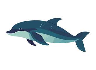 Jumping dolphin, cute aquatic mammal icon