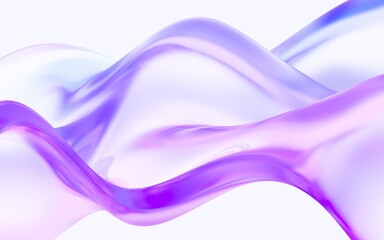 abstract glass wavy shapes with colorful gradient. 3d rendering illustration for graphic design, presentation or background