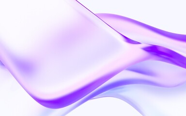 abstract glass wavy shapes with colorful gradient. 3d rendering illustration for graphic design, presentation or background