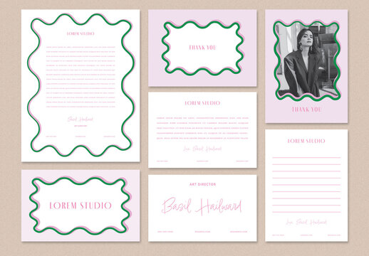 Retro Stationary Collection with Business Card, Letterhead and Thank You Card