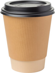 A Blank take away kraft coffee cup isolated. Generative AI.