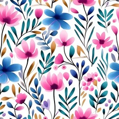 Seamless purple blue pattern. Cute pattern in small flower. Small lilac and flowers. Ditsy floral background. Generative ai..