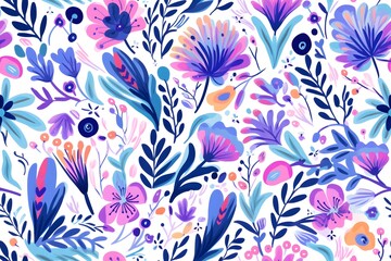 Fototapeta na wymiar Seamless purple blue pattern. Cute pattern in small flower. Small lilac and flowers. Ditsy floral background. Generative ai..