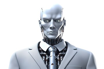 Obraz na płótnie Canvas Cyberpunk. Businessman White Collar Worker. Robot dressed in a business suit. Generative Ai. Chat Bot.