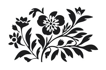 black and white natural flower pattern on white background using generative AI