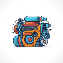 Obraz premium Car Engine Vector Illustration Car Engine Logo Design
